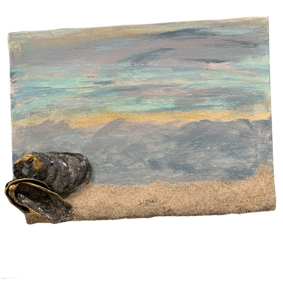 Wall Art, Painted Canvas - Beach Waves with Blue Skies - Picture 1 of 5